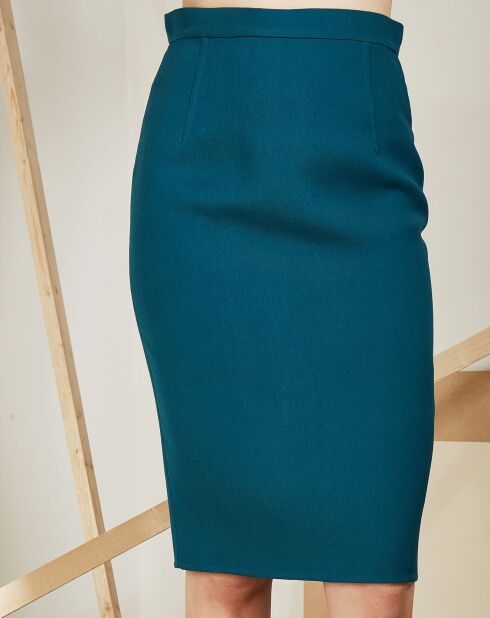Jupe en Laine & Soie Aplomb bleu canard