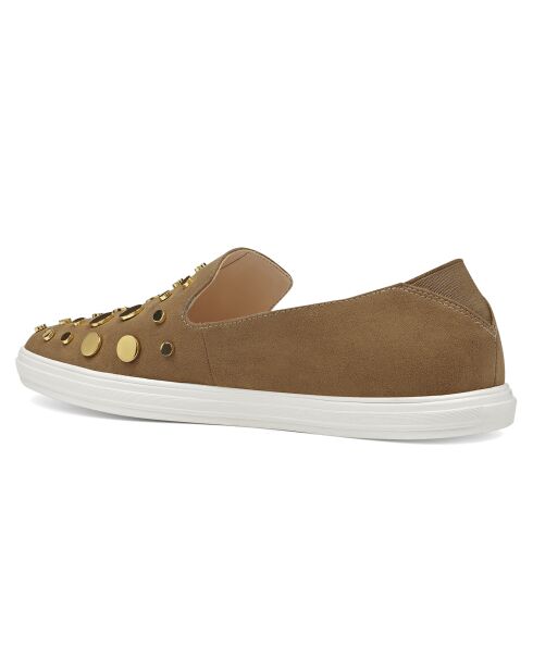 Slipper Laureen aus Veloursleder in Kamelfarben