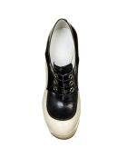 Derbies revisitées en Cuir noir/écru - Talon 13.5 cm