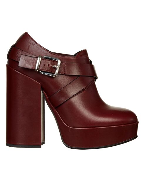 Bottines en Cuir bordeaux - Talon 13 cm