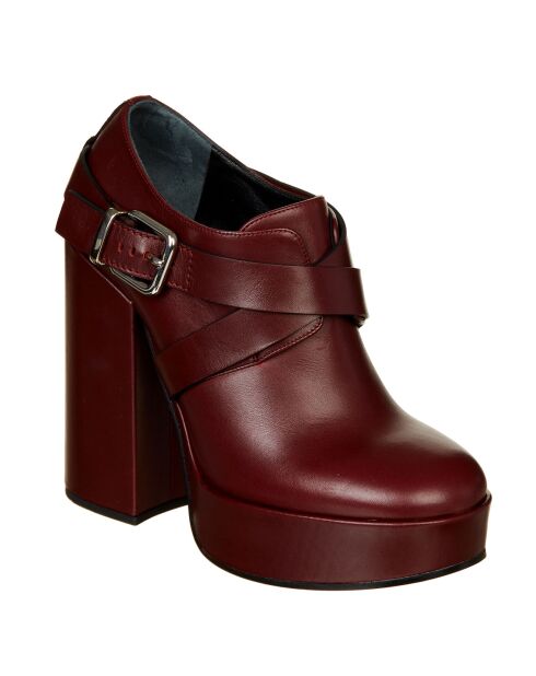 Bottines en Cuir bordeaux - Talon 13 cm