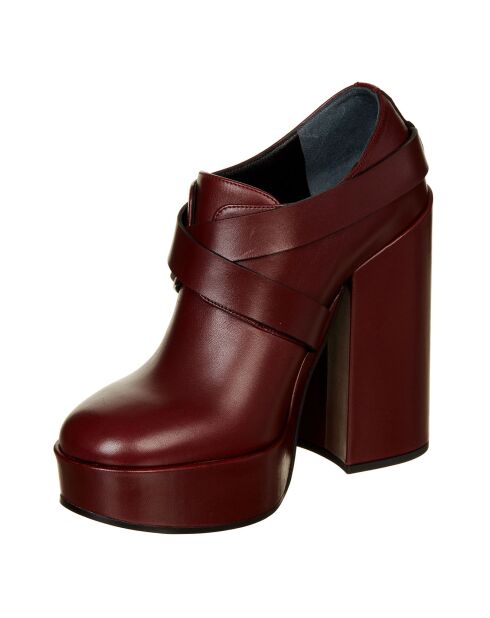 Bottines en Cuir bordeaux - Talon 13 cm