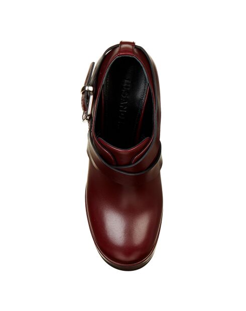 Bottines en Cuir bordeaux - Talon 13 cm