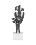 Sculpture abstrait Visage Dame argentée - 45x18x17 cm