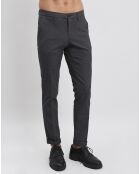 Pantalon de costume slim Pablo imprimé micro pied-de-poule noir/gris