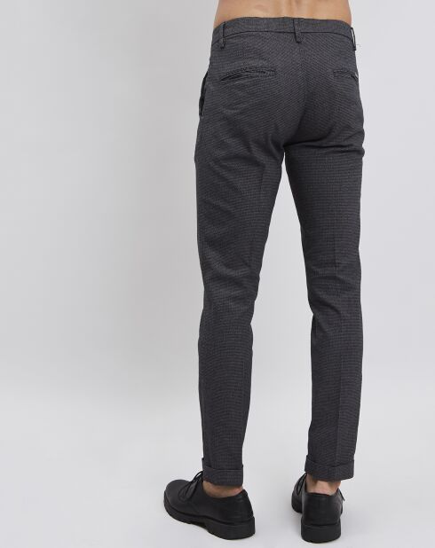 Pantalon de costume slim Pablo imprimé micro pied-de-poule noir/gris