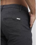 Pantalon de costume slim Pablo imprimé micro pied-de-poule noir/gris