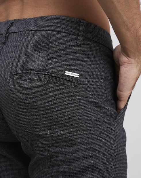 Pantalon de costume slim Pablo imprimé micro pied-de-poule noir/gris