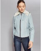 Blouson en Peau Lainee Yvonn bleu ciel