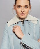 Blouson en Peau Lainee Yvonn bleu ciel