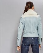 Blouson en Peau Lainee Yvonn bleu ciel