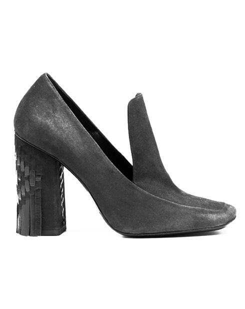 Escarpins en Velours de Cuir Charlotte noires Talon 10 cm
