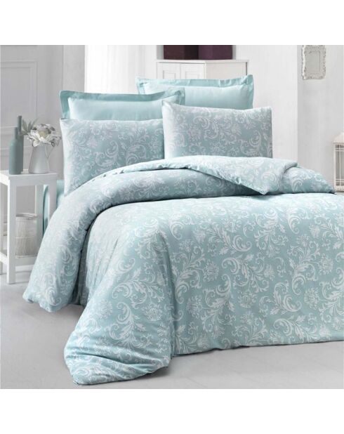 Parure Housse de couette & 2 Taies Verano menthe/blanc - 240x220 cm