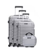 3 Koffer & Waschtisch 4 Einzelräder Lima-C 70/60/49/30 cm silber
