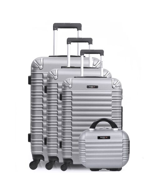 3 Koffers & Vanity 4 enkele wielen Lima-C 70/60/49/30 cm zilver