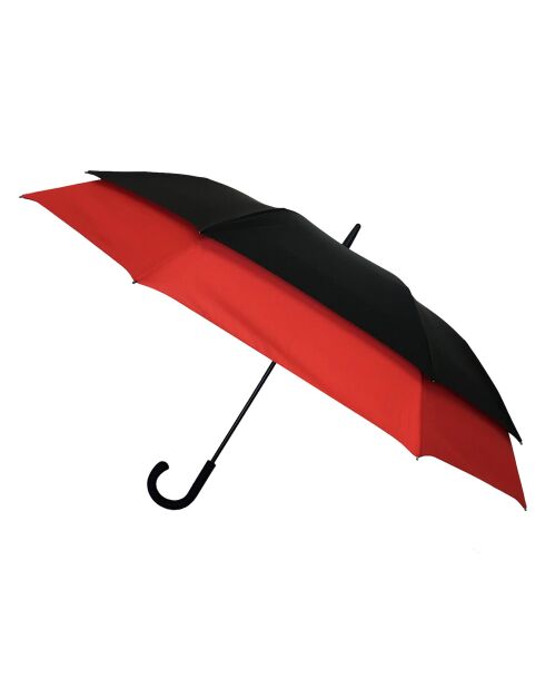 Parapluie long et résistant noir/rouge