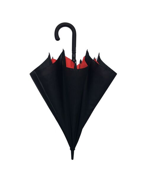 Parapluie long et résistant noir/rouge