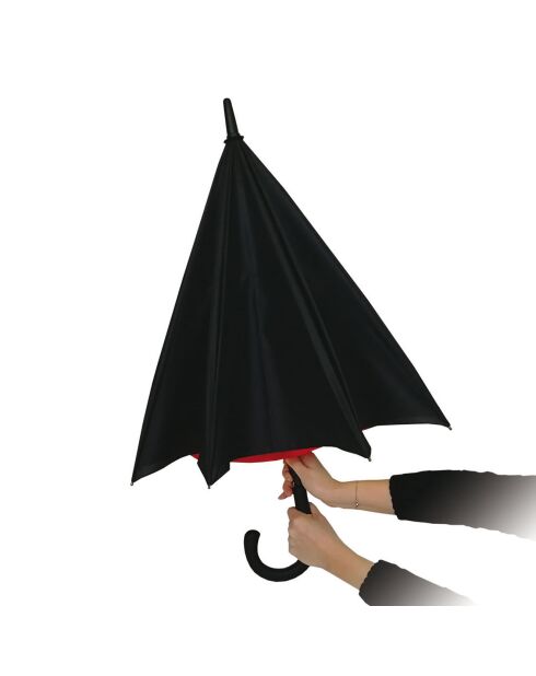 Parapluie long et résistant noir/rouge