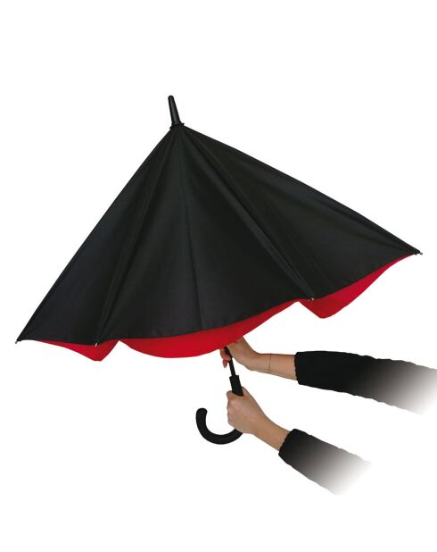 Parapluie long et résistant noir/rouge