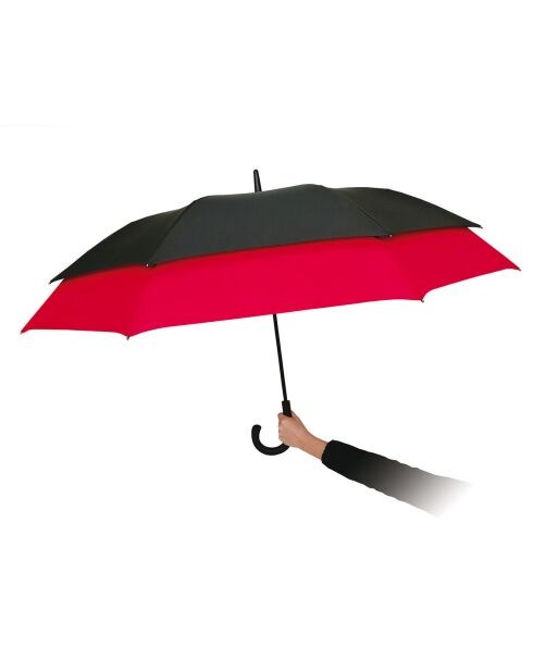 Parapluie long et résistant noir/rouge