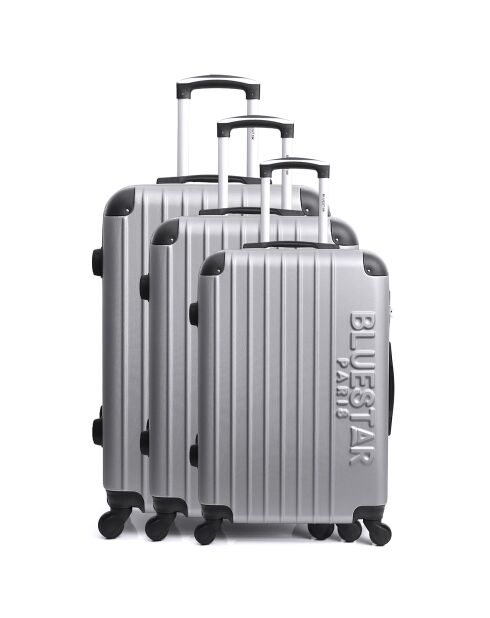 3 Valises 4 roues simples Bucarest 57/47/69 cm argentées