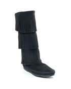 Bottes en Velours de Cuir 3 Layer Fringe Boot noires