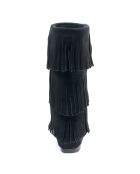 Bottes en Velours de Cuir 3 Layer Fringe Boot noires