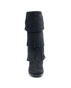 Bottes en Velours de Cuir 3 Layer Fringe Boot noires