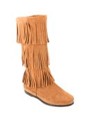 Bottes en Velours de Cuir 3 Layer Fringe Boot camel