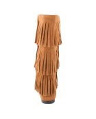 Bottes en Velours de Cuir 3 Layer Fringe Boot camel