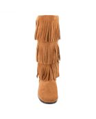 Bottes en Velours de Cuir 3 Layer Fringe Boot camel