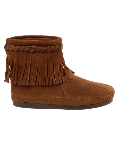 Boots en Velours de Cuir Hi Top Back Zip camel