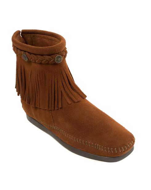 Boots en Velours de Cuir Hi Top Back Zip camel