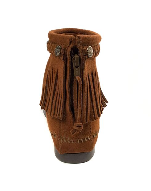 Boots en Velours de Cuir Hi Top Back Zip camel