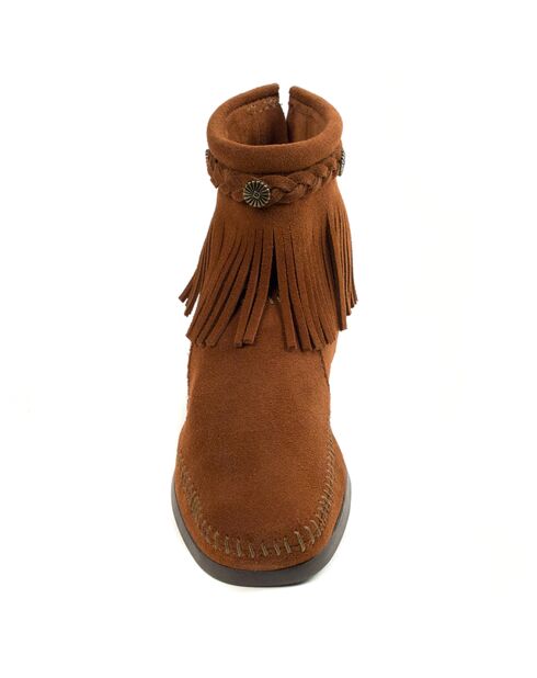 Boots en Velours de Cuir Hi Top Back Zip camel