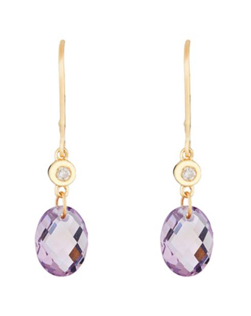 Olivia oorbellen geelgouden diamanten 0,07 ct en amethisten 3,96 ct