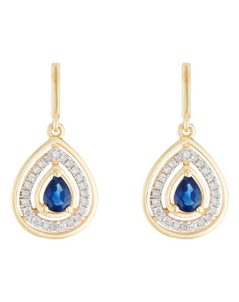 Ozean-Ohrringe Gelbgold 0,17 ct Diamanten und 0,44 ct Saphire