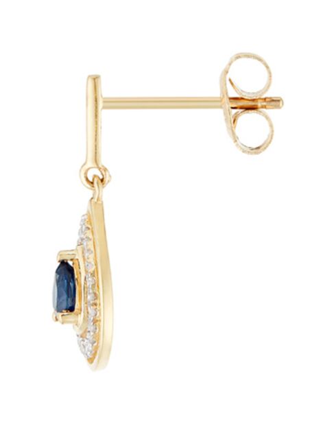 Ozean-Ohrringe Gelbgold 0,17 ct Diamanten und 0,44 ct Saphire