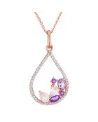 Ciondolo con diamante lilla da 0,19 ct, ametista da 0,31 ct e quarzo in oro rosa da 0,33 ct