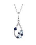 Pendentif Saphir Elixir Diamants 0.01 ct Topazes 0.48 ct & Saphirs 0.25 ct or blanc