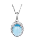 Pendentif & Chaîne Comme le Bleu de tes Yeux Or Blanc Diamants 0.13 ct & Topaze Bleue 2.05 cts