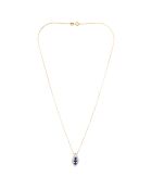 Ciondolo in oro giallo Westeros con diamante da 0,16 ct e zaffiri da 0,85 ct