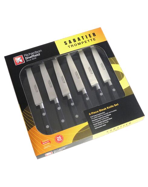 6 Couteaux à steak Trompette acier/noir