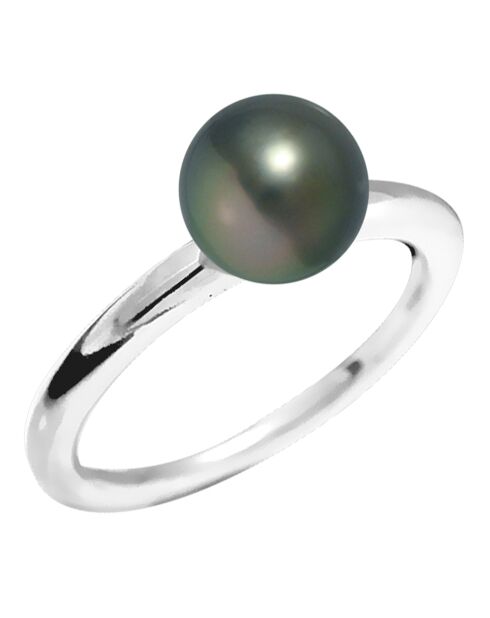 Bague Jonc Or Blanc Perle de Culture de Tahiti blanc naturel