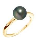 Bague Jonc Or Jaune Perle de Culture de Tahiti noire