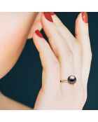 Bague Jonc Or Jaune Perle de Culture de Tahiti noire