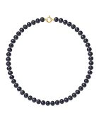 Halskette mit schwarzen Süßwasserperlen aus Gelbgold