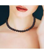 Halskette mit schwarzen Süßwasserperlen aus Gelbgold
