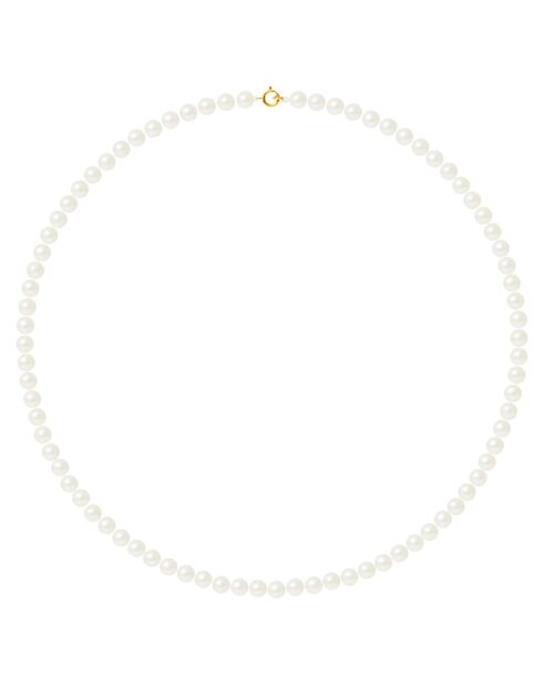 Natürliche weiße Süßwasserperlenschnur aus Gelbgold