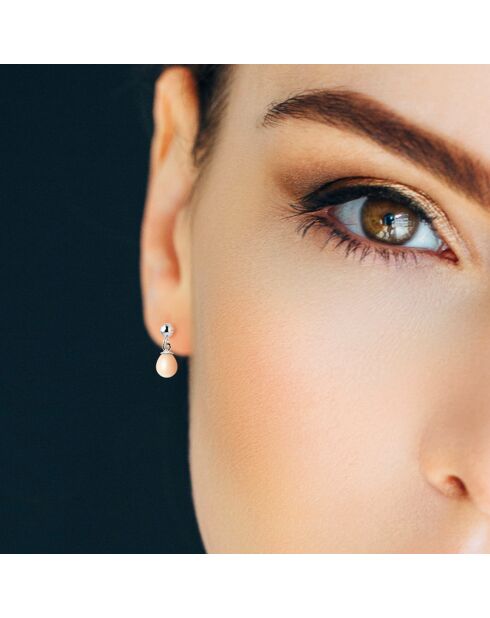 Boucles d'Oreilles Argent Perles d'Eau Douce Boutons roses